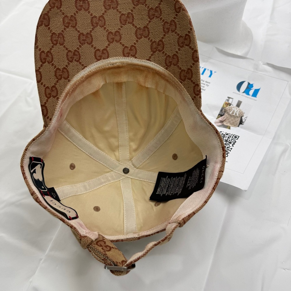 Gucci x MLB New York Yankees GG Supreme Canvas Baseball Hat Beige Ebony 57-61cm - Picture 15 of 15